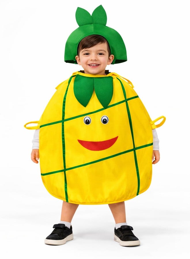 QuickBazaar Fruits & Vegetable Cutout Costume for Kids/Apple, Mango, Banana, Carrot, Brinjal, Tomato, Watermelon & More/Perfect for Fancy Dress Costume & Stage Shows (Pineapple Cutout, 4-5 Years) - Image 1