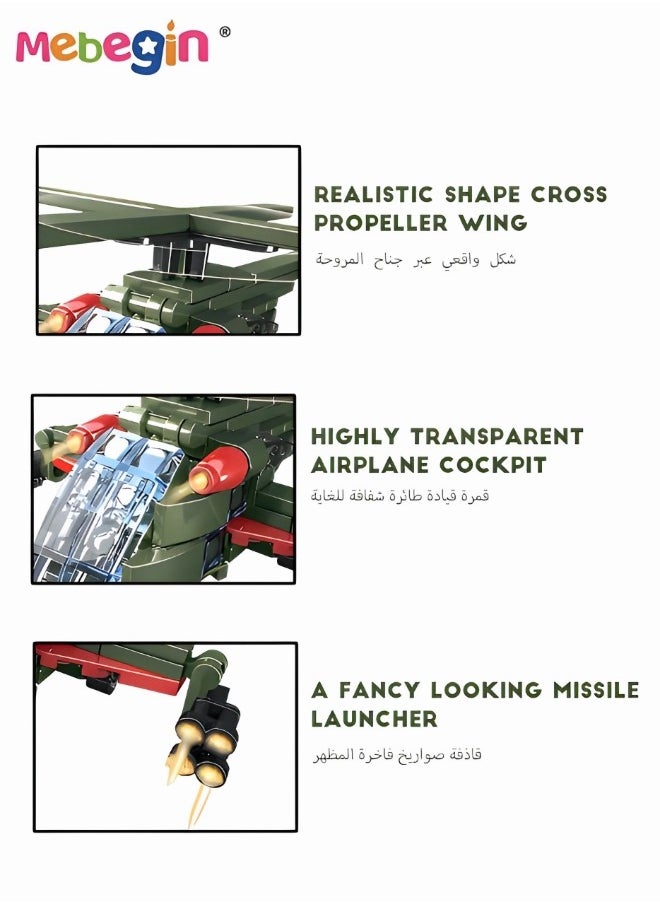 MEBEGIN 2-in-1 Airplane Model Building Kits, 99PCS Helicopter Building Blocks Set, STEM Building Toys, Military Bricks Series, Educational Toys, Wonderful Activity with Family or Friends, Ideal Gift for Kids Aged 6+  - Image 5