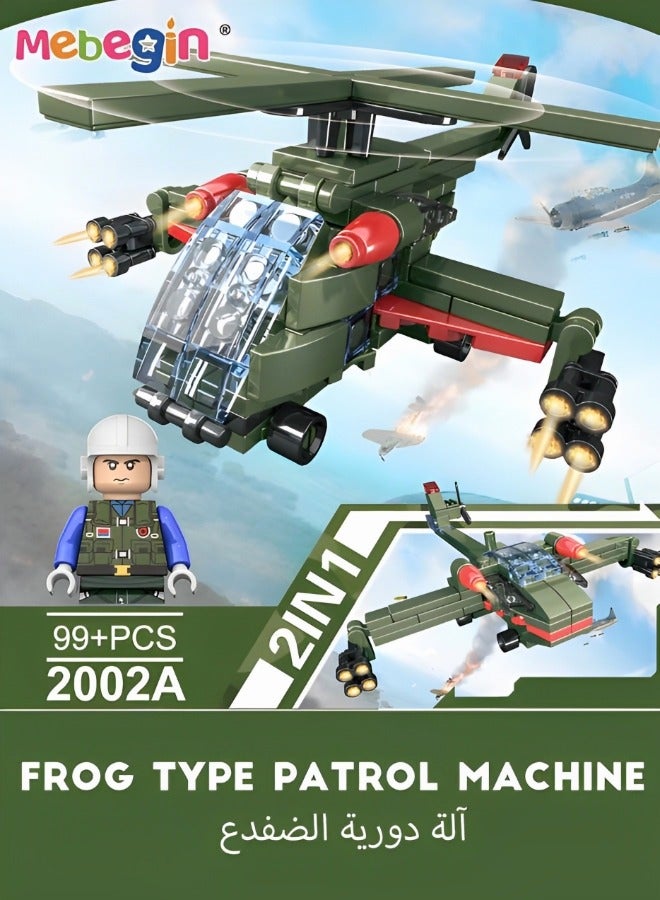 MEBEGIN 2-in-1 Airplane Model Building Kits, 99PCS Helicopter Building Blocks Set, STEM Building Toys, Military Bricks Series, Educational Toys, Wonderful Activity with Family or Friends, Ideal Gift for Kids Aged 6+  - Image 2