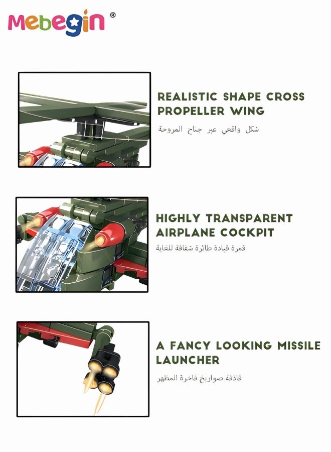 MEBEGIN 2-in-1 Airplane Model Building Kits, 99PCS Helicopter Building Blocks Set, STEM Building Toys, Military Bricks Series, Educational Toys, Wonderful Activity with Family or Friends, Ideal Gift for Kids Aged 6+  - Image 4