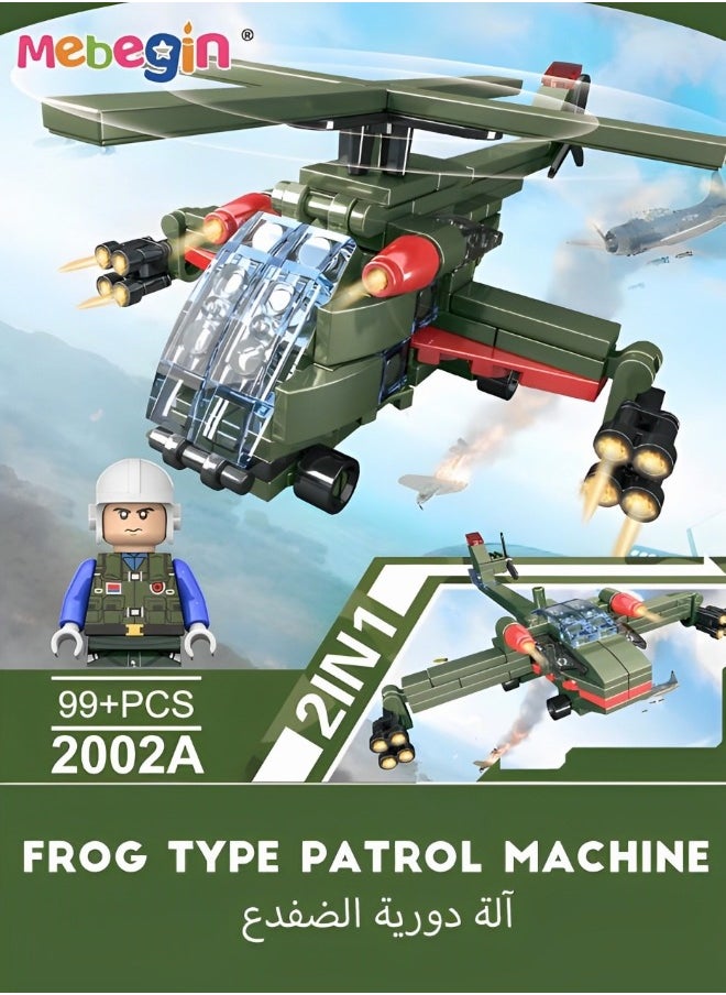 MEBEGIN 2-in-1 Airplane Model Building Kits, 99PCS Helicopter Building Blocks Set, STEM Building Toys, Military Bricks Series, Educational Toys, Wonderful Activity with Family or Friends, Ideal Gift for Kids Aged 6+  - Image 3