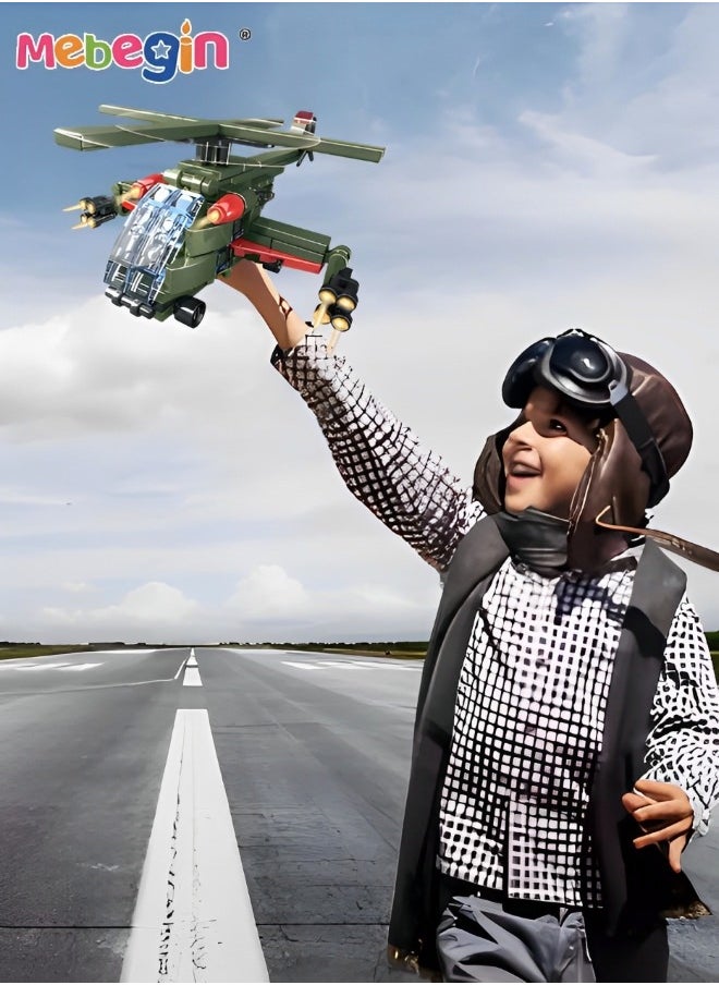 MEBEGIN 2-in-1 Airplane Model Building Kits, 99PCS Helicopter Building Blocks Set, STEM Building Toys, Military Bricks Series, Educational Toys, Wonderful Activity with Family or Friends, Ideal Gift for Kids Aged 6+  - Image 4