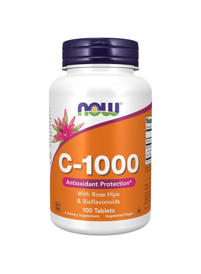 now Supplements, Vitamin C-1,000 with Rose Hips & Bioflavonoids, Antioxidant Protection*, 100 Tablets - Image 1