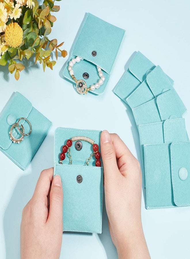 NBEADS 12 Pcs Velvet Jewelry Pouches with Snap Button, Turquoise Jewelry Storage Bags Small Velvet Gift Bags for Traveling Rings, Bracelets, Necklaces, Earrings, Watch, 2.76x2.76 Inch - Image 3