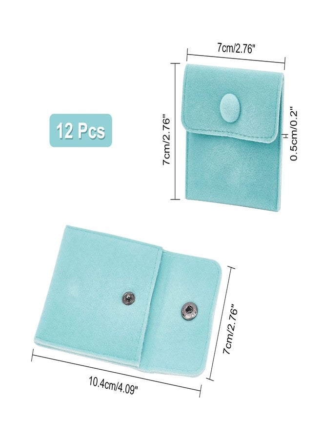 NBEADS 12 Pcs Velvet Jewelry Pouches with Snap Button, Turquoise Jewelry Storage Bags Small Velvet Gift Bags for Traveling Rings, Bracelets, Necklaces, Earrings, Watch, 2.76x2.76 Inch - Image 2
