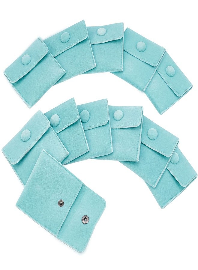 NBEADS 12 Pcs Velvet Jewelry Pouches with Snap Button, Turquoise Jewelry Storage Bags Small Velvet Gift Bags for Traveling Rings, Bracelets, Necklaces, Earrings, Watch, 2.76x2.76 Inch - Image 1