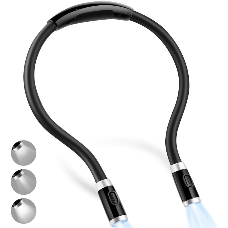 Vekkia Rechargeable LED Book Light, Neck Hug Reading Lights for Relaxed Reading in Bed, 3 Brightness Levels, Hand-Free Super Flexible & Movable. Perfect for Bookworms, Kids, Reading in Car, Crafts - Image 1