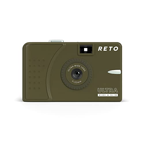 RETO Ultra Wide and Slim 35mm Reusable Daylight Film Camera - 22mm Wide Lens, Focus Free, Light Weight, Easy to Use (Olive) - Image 1