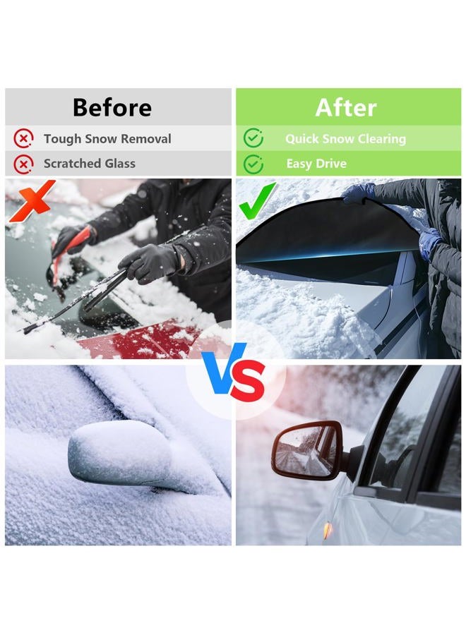 KXQ Car Windshield Cover for Ice and Snow, Enhanced-600D Oxford Fabric Windshield Snow Covers, Windshield Cover for Snow Fits Most Small to Mid-Size Sedans and SUVs (63 x 47.5 Inch) - Image 2