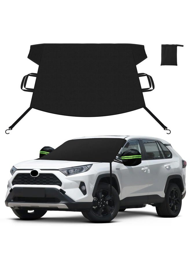 KXQ Car Windshield Cover for Ice and Snow, Enhanced-600D Oxford Fabric Windshield Snow Covers, Windshield Cover for Snow Fits Most Small to Mid-Size Sedans and SUVs (63 x 47.5 Inch) - Image 1