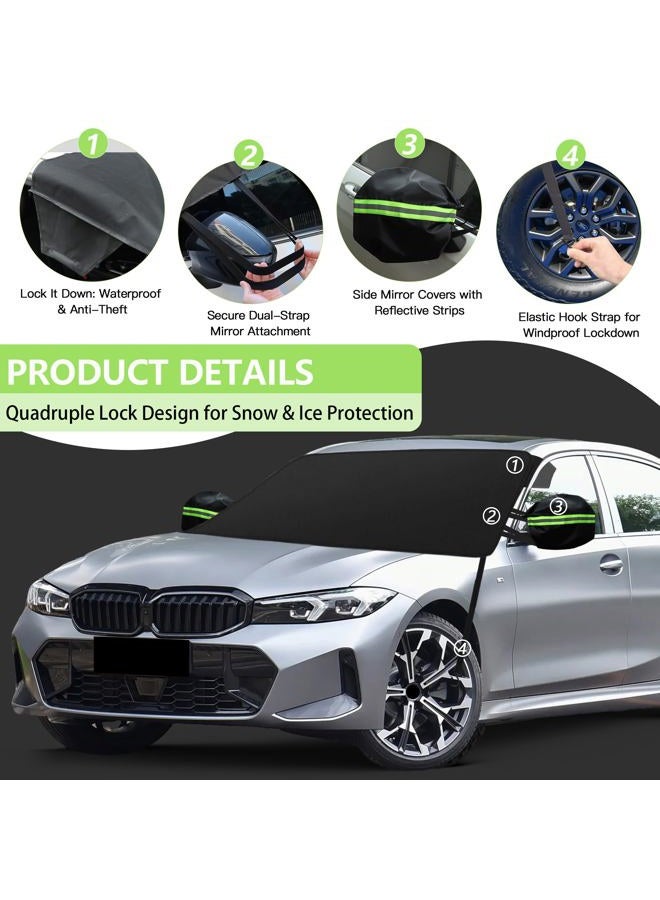KXQ Car Windshield Cover for Ice and Snow, Enhanced-600D Oxford Fabric Windshield Snow Covers, Windshield Cover for Snow Fits Most Small to Mid-Size Sedans and SUVs (63 x 47.5 Inch) - Image 4