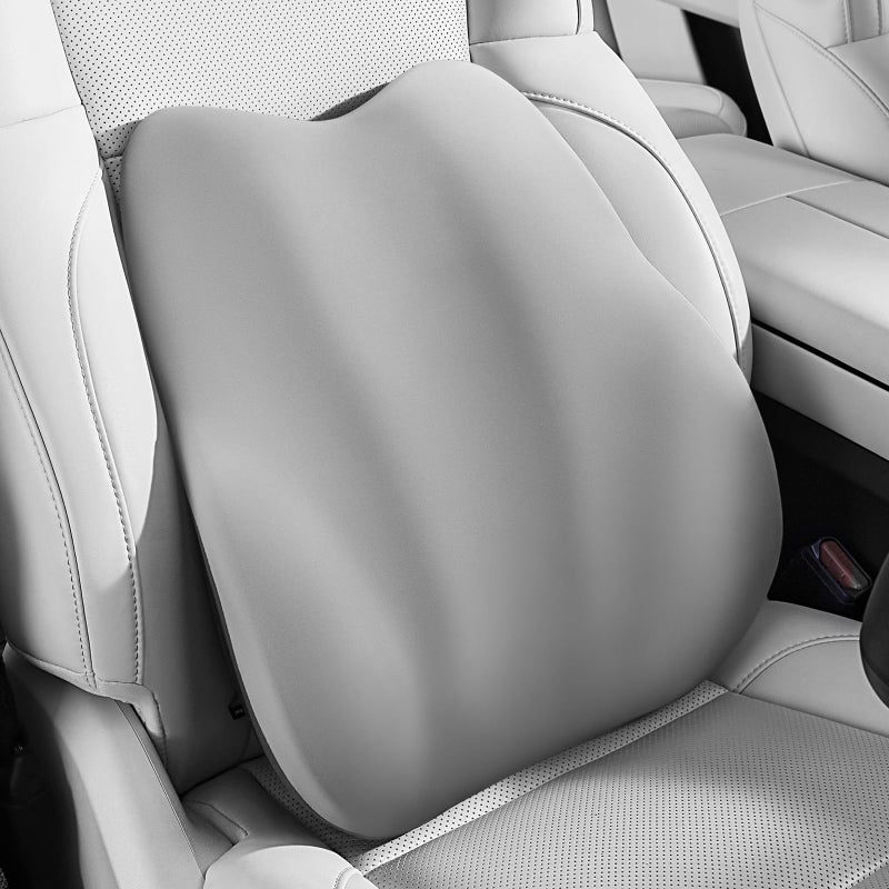 BEBAS Lumbar Support Pillow for Car, Memory Foam Back Cushion for Driving, Ergonomic Lumbar Pillow for Pain Relief, Comfort Lower Back Support for Office Chairs, Car Seat, Wheelchair -Gray - Image 1