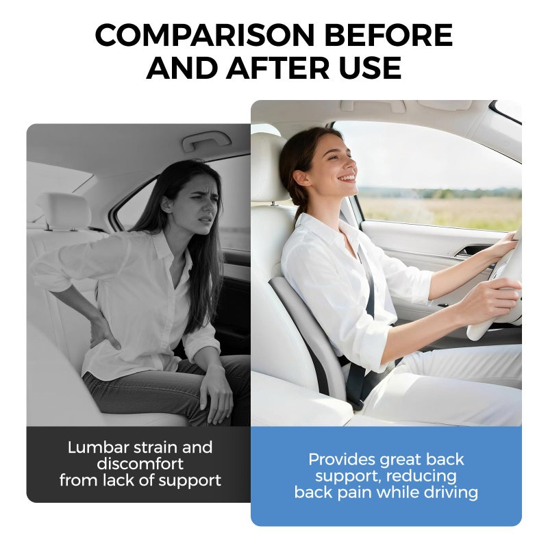 BEBAS Lumbar Support Pillow for Car, Memory Foam Back Cushion for Driving, Ergonomic Lumbar Pillow for Pain Relief, Comfort Lower Back Support for Office Chairs, Car Seat, Wheelchair -Gray - Image 5