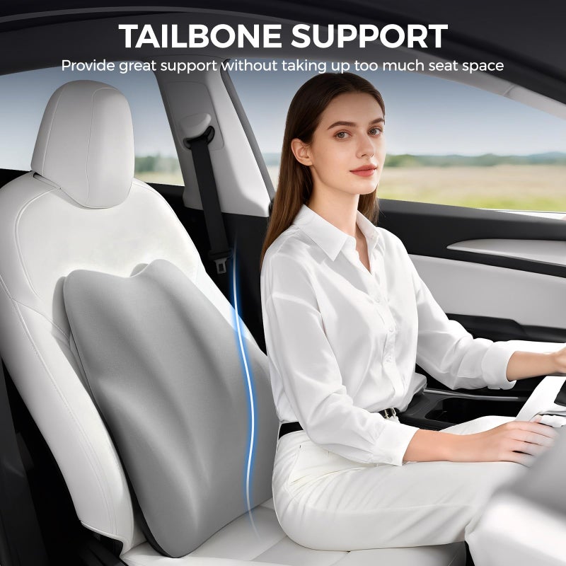 BEBAS Lumbar Support Pillow for Car, Memory Foam Back Cushion for Driving, Ergonomic Lumbar Pillow for Pain Relief, Comfort Lower Back Support for Office Chairs, Car Seat, Wheelchair -Gray - Image 4