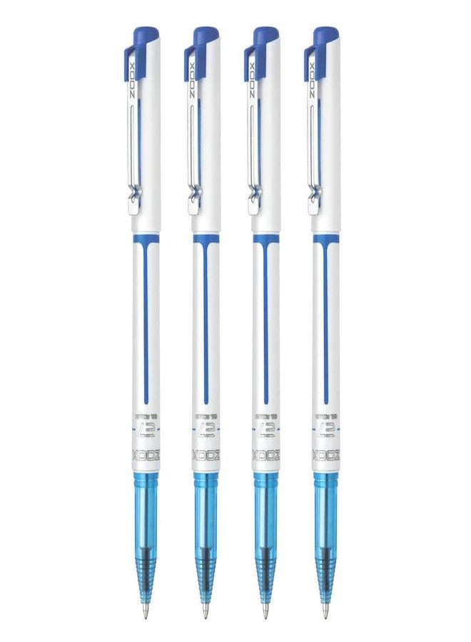 FLAIR Zoox E7 0.7mm Roller Gel Pen | Minimalistic Design | Waterproof Ink For Smudge Free & Smooth Writing | Fitted With Jumbo Refill | Blue Ink, Pack Of 4 - Image 1
