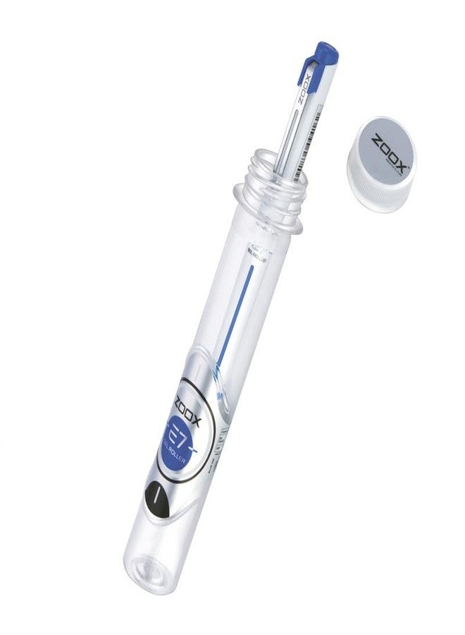 FLAIR Zoox E7 0.7mm Roller Gel Pen | Minimalistic Design | Waterproof Ink For Smudge Free & Smooth Writing | Fitted With Jumbo Refill | Blue Ink, Pack Of 4 - Image 4