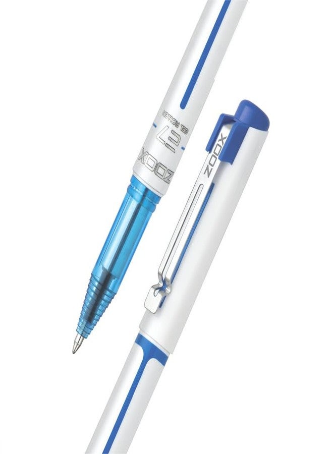 FLAIR Zoox E7 0.7mm Roller Gel Pen | Minimalistic Design | Waterproof Ink For Smudge Free & Smooth Writing | Fitted With Jumbo Refill | Blue Ink, Pack Of 4 - Image 3