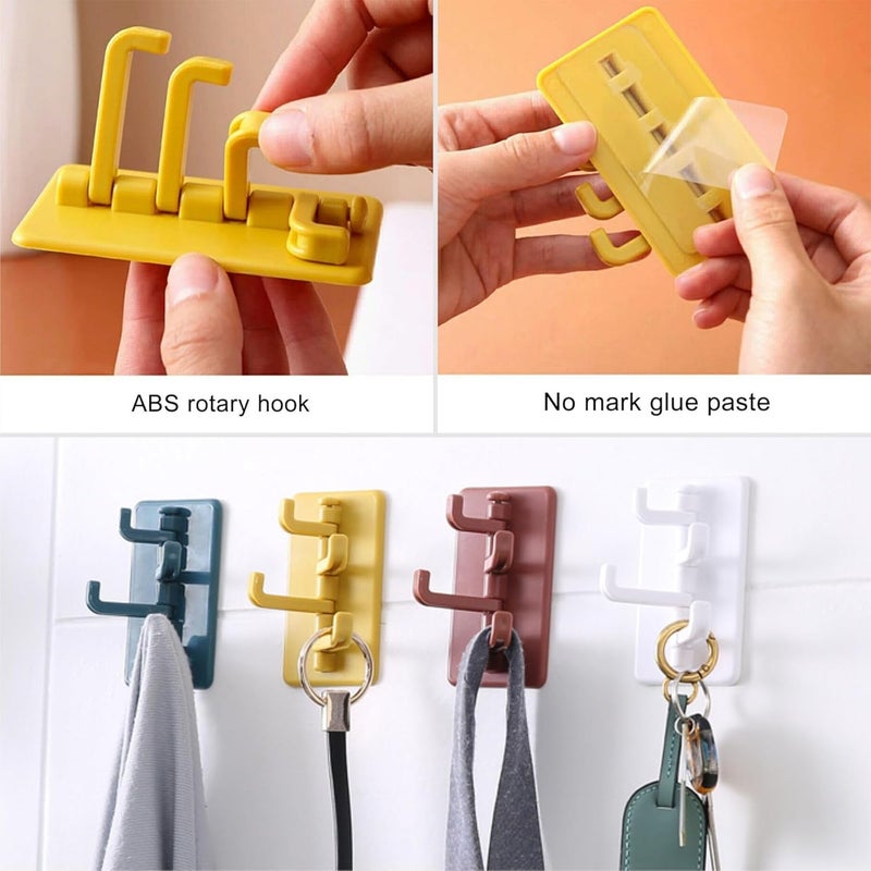 Kuber Industries Kuber Industries Set of 2 SelfAdhesive Stick On Hooks 3 Hooks Attached Bathroom Hooks for Hanging Sticky Clips Shirt Hangers for Wall Blue - Image 4
