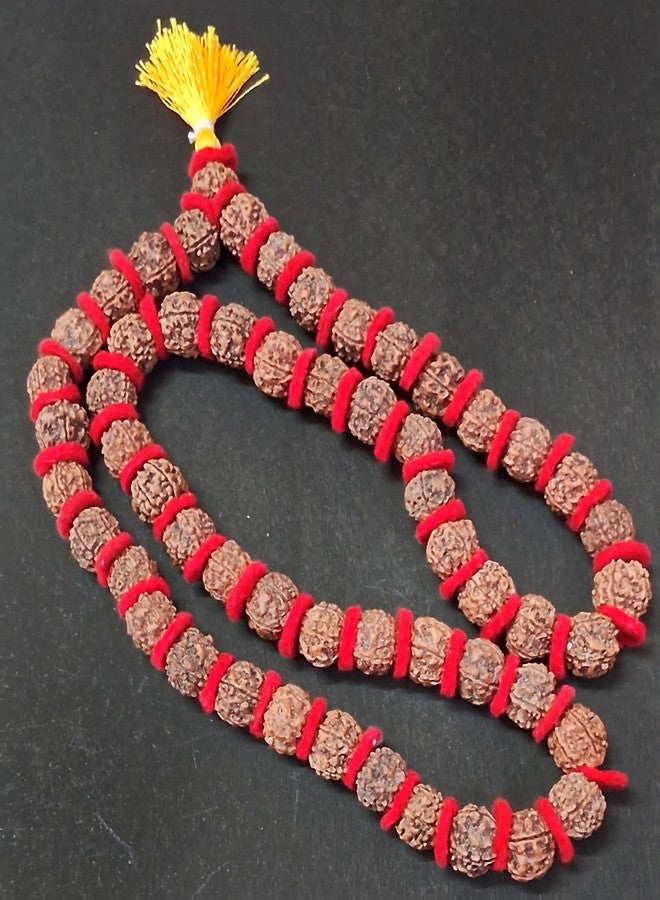 PICCOTI Natural 5 Mukhi Rudraksha Mala | Spiritual Practice Beads | Brown, 110 gm, 2 cm beads - Image 2