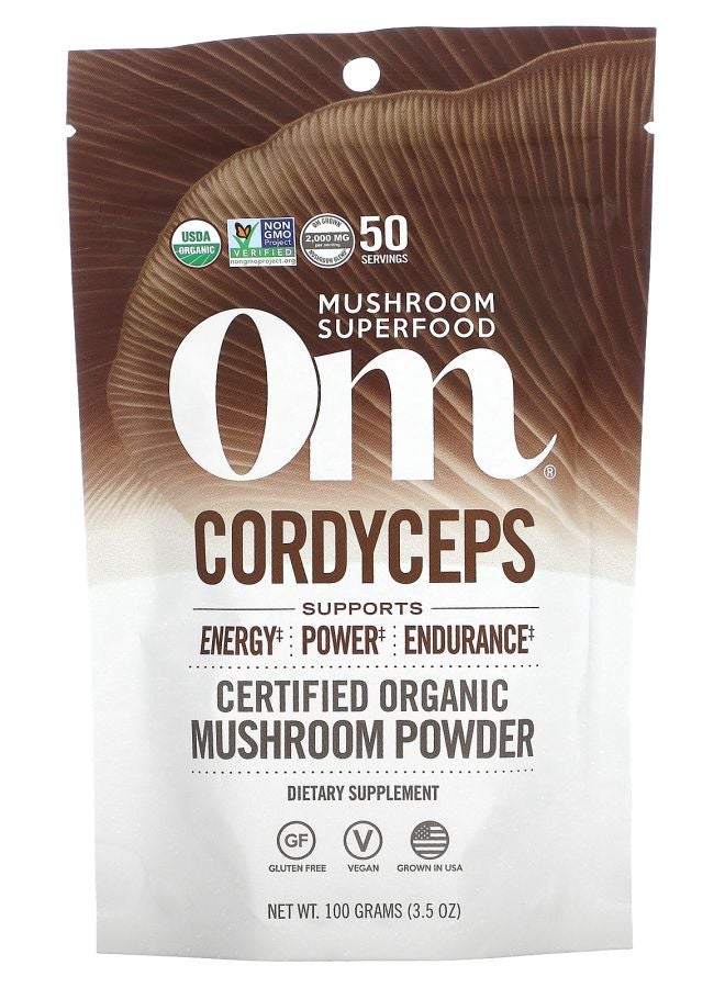 Om Mushrooms Certified Organic Mushroom Powder Cordyceps 3.5 oz (100 g)
