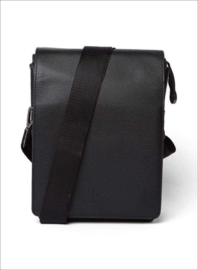 DALYDRESS Luxury Logo Embellished Genuine Leather Crossbody Bag With Adjustable Strap - Image 1