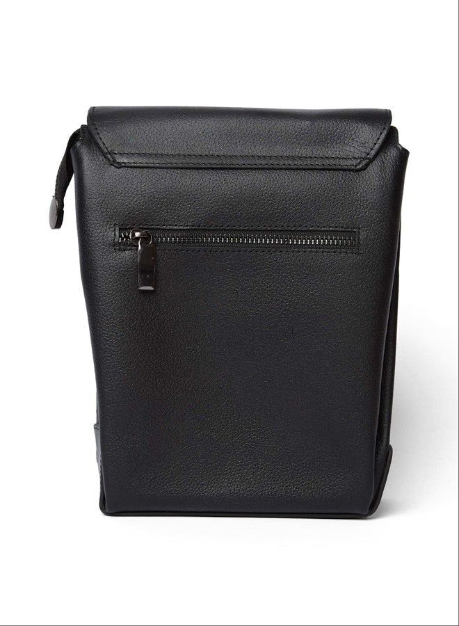 DALYDRESS Luxury Logo Embellished Genuine Leather Crossbody Bag With Adjustable Strap - Image 4