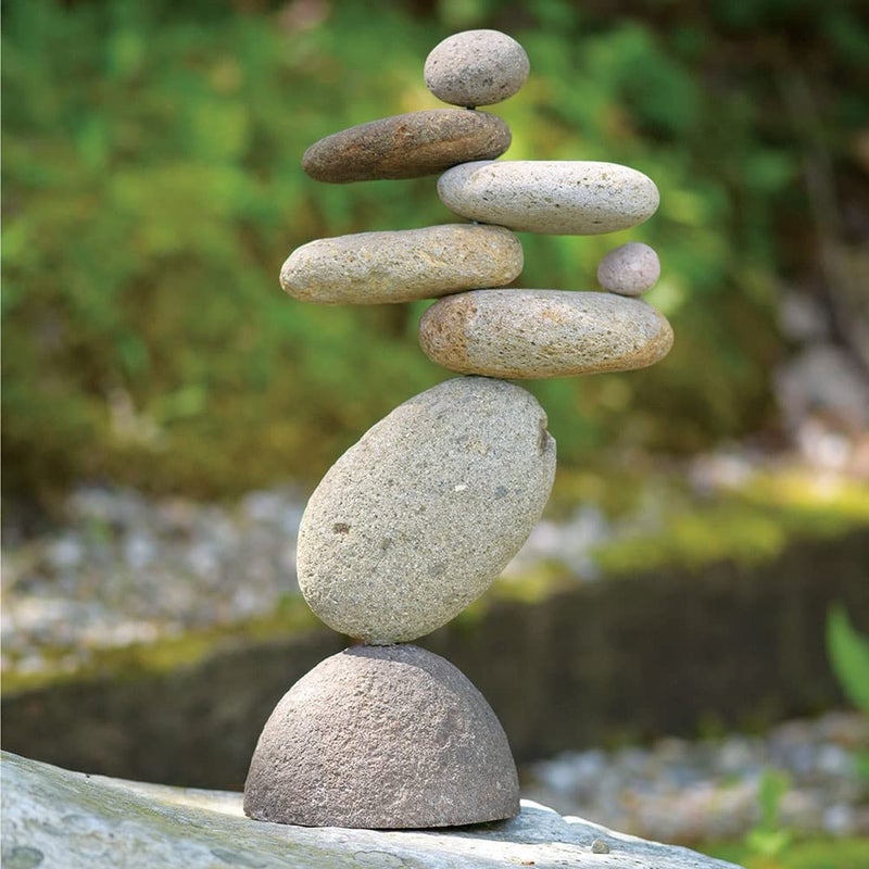 Ancient Graffiti Eight-Stone Balancing Cairn - Indoor/Outdoor Garden Decoration - Image 2