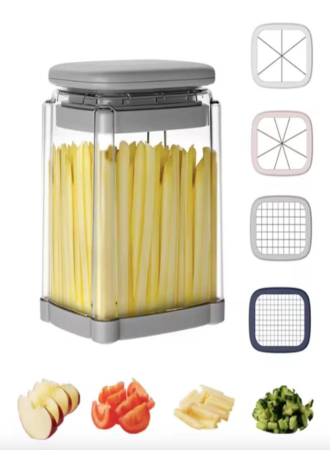 اوكيان قطاعة البطاطس المقلية، قطاعة خضار 4 في 1، قطاعة جوليان يدوية، أداة مطبخ، تصنع البطاطس المقلية وتقطع الخضار - Image 1