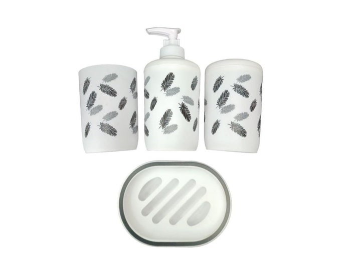 BATHROOM ACCESSORIES SET OF 4 MODERN BATH SET WITH LIQUID HANDWASH SOAP DISPENSER AND TOOTHBRUSH HOLDER LUXURY GIFT ACCESSORY FOR HOME