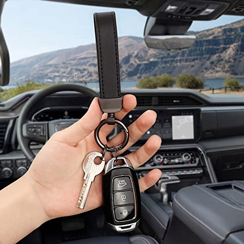 Turcee Leather Car Keychain, Creative Personality Leather Key Fob, Universal Key Fob Keychain for Men and Women (Black) - Image 3