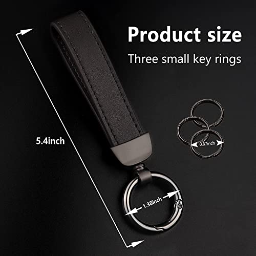 Turcee Leather Car Keychain, Creative Personality Leather Key Fob, Universal Key Fob Keychain for Men and Women (Black) - Image 5