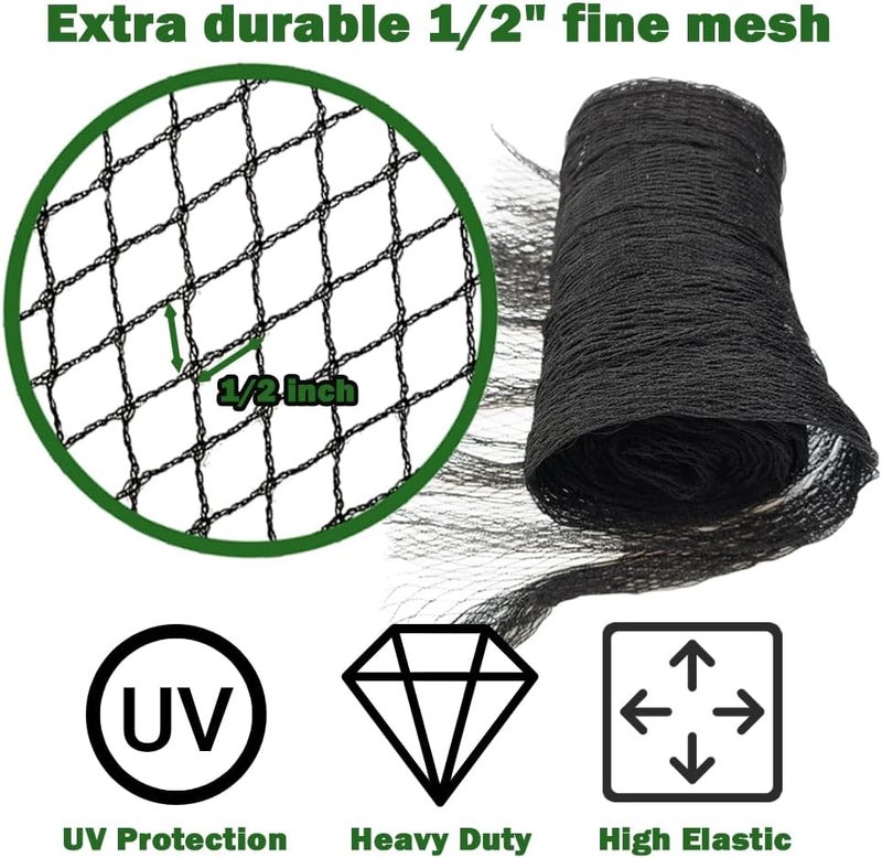 POYEE 15x40ft Pond Netting for Leaves Leaf Net Cover Pond Net with Small Fine Mesh Protecting Koi Fish from Birds Cats Stakes Included - Image 3