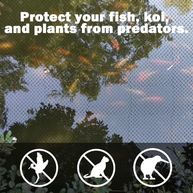 POYEE 15x40ft Pond Netting for Leaves Leaf Net Cover Pond Net with Small Fine Mesh Protecting Koi Fish from Birds Cats Stakes Included - Image 5