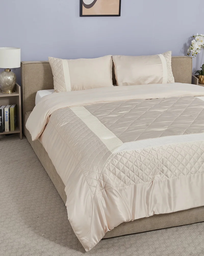 REDTAG Beige 3 Piece Quilted Comforter Set (260 x 240 cm)