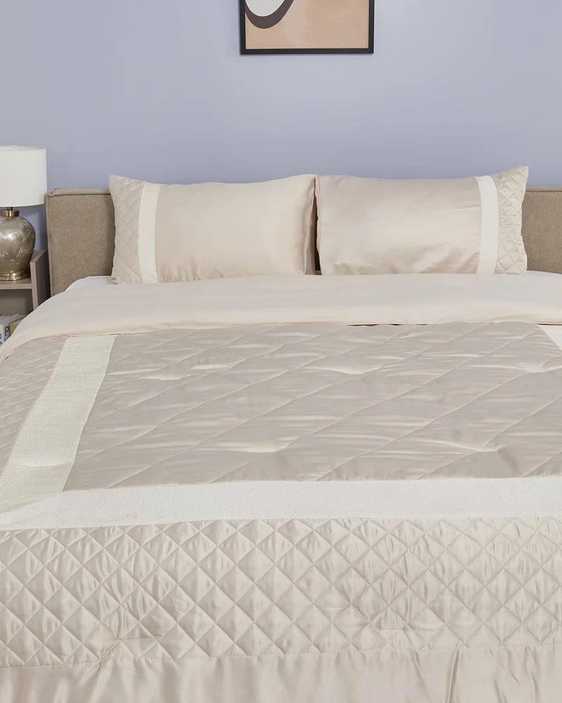 REDTAG Beige 3 Piece Quilted Comforter Set (260 x 240 cm)