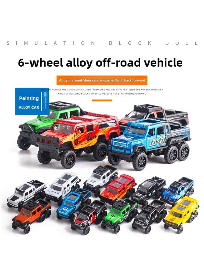 6X6 Alloy 6-wheel Off-road Vehicle Jeep Model Open Door Back Force Car Model Twist Egg Doll Machine Toy Cake Ornaments-Color:City Painting Cross-country (single Price, 4 Average Hair) - Image 3