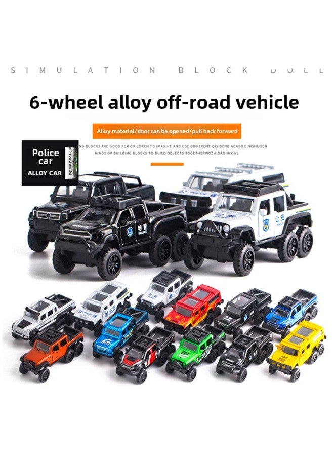 6X6 Alloy 6-wheel Off-road Vehicle Jeep Model Open Door Back Force Car Model Twist Egg Doll Machine Toy Cake Ornaments-Color:City Painting Cross-country (single Price, 4 Average Hair) - Image 2