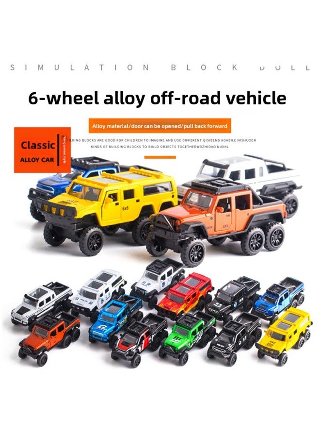 6X6 Alloy 6-wheel Off-road Vehicle Jeep Model Open Door Back Force Car Model Twist Egg Doll Machine Toy Cake Ornaments-Color:City Painting Cross-country (single Price, 4 Average Hair) - Image 4