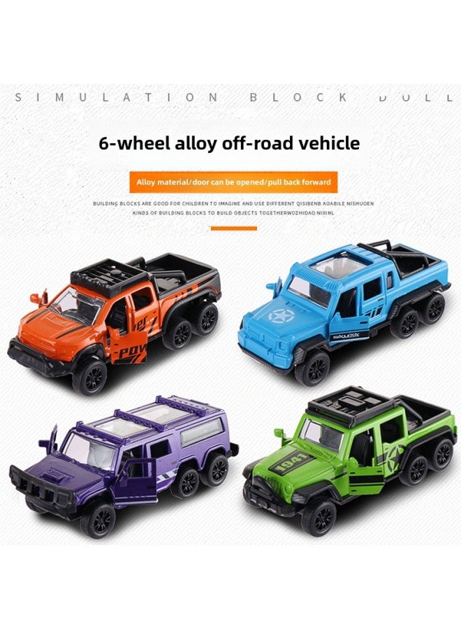 6X6 Alloy 6-wheel Off-road Vehicle Jeep Model Open Door Back Force Car Model Twist Egg Doll Machine Toy Cake Ornaments-Color:City Painting Cross-country (single Price, 4 Average Hair) - Image 1