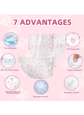 Female Dogs Diapers - 2 Pack Disposable Pet Diapers Super Absorbent Soft Suitable for Female Puppy Cats or Dogs with Leak Protection, Excitable Urination, Incontinence 2-4kg Pink Size S - view 2
