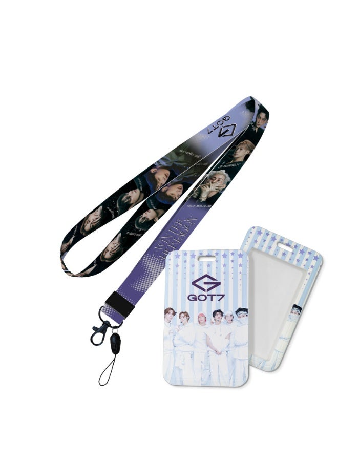 NIBEMINENT 1 - Piece GOT7 Kpop Photo Card Holder Pendant Key Chain ID Badge Holder ID Card Holder Photo Card Protector for School ID Office ID Access Card for Women Girls
