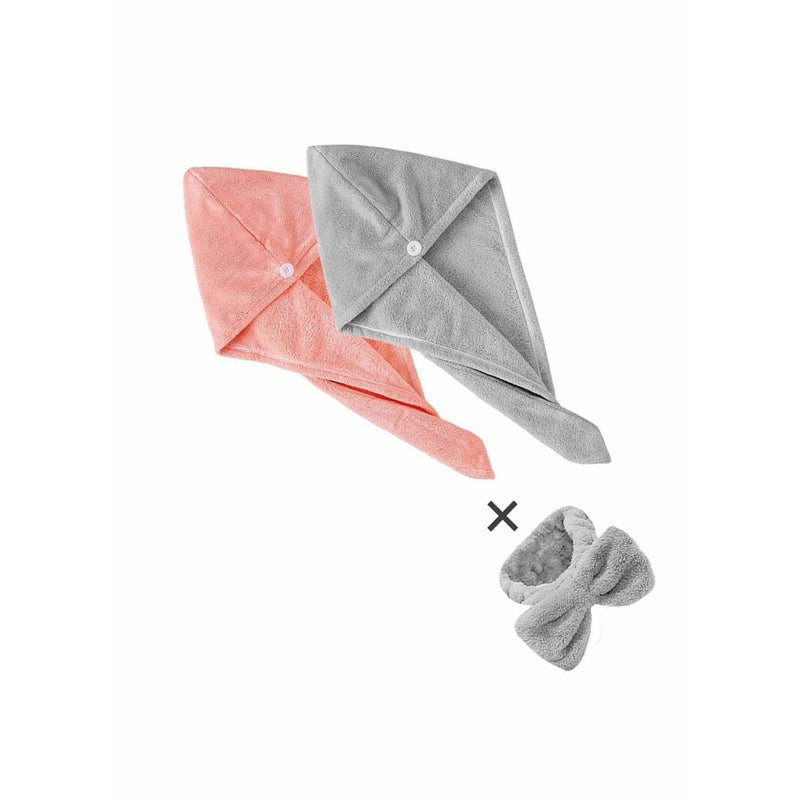 SOLARAE Microfiber Hair Towel Wrap Set - Microfiber Hair Towel for Drying Curly, Long & Thick Hair with Makeup Headband for Women - Image 3