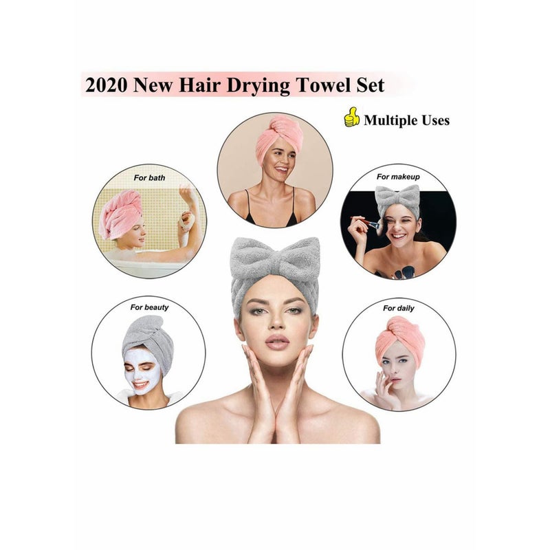 SOLARAE Microfiber Hair Towel Wrap Set - Microfiber Hair Towel for Drying Curly, Long & Thick Hair with Makeup Headband for Women - Image 2