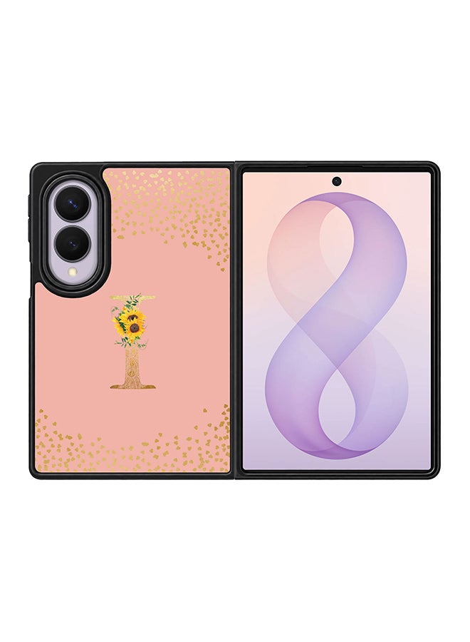 Stylizedd Rugged Case for Samsung Galaxy Z Fold8- Slim Fit Hybrid Rubber Cover Sunflower Monogram - I (Rose Pink)