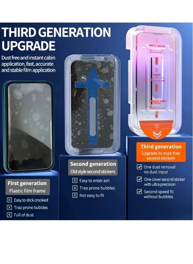Generic - One Touch Dust free Install Screen Protector Full Coverage Tempered Glass Film with Auto Alignment Tool Kit, HD Clear 9H Tempered Glass for iPhone - Image 1