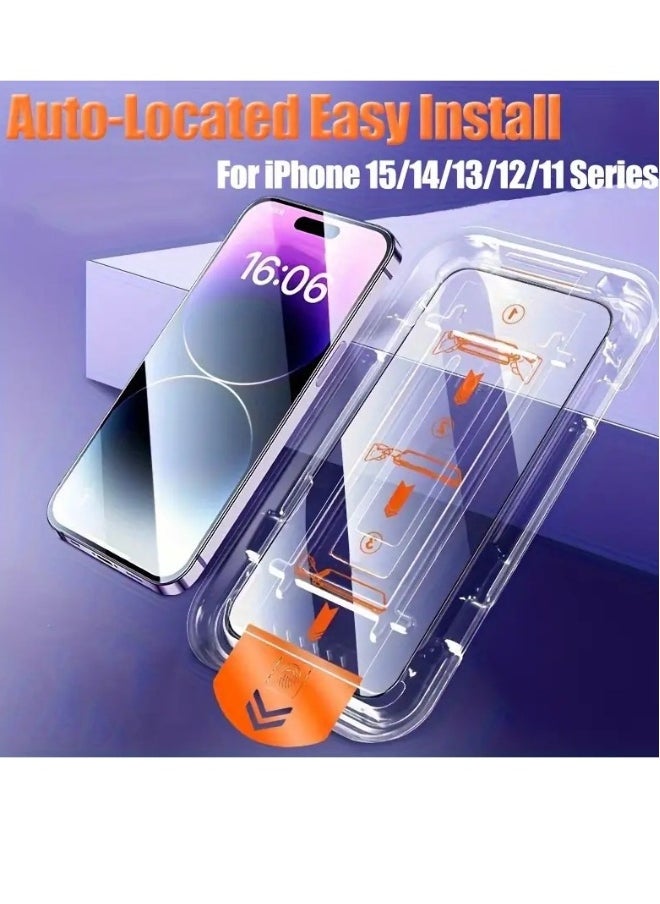 Generic - One Touch Dust free Install Screen Protector Full Coverage Tempered Glass Film with Auto Alignment Tool Kit, HD Clear 9H Tempered Glass for iPhone - Image 1