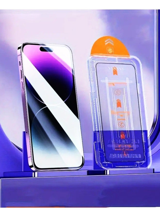 Generic - One Touch Dust free Install Screen Protector Full Coverage Tempered Glass Film with Auto Alignment Tool Kit, HD Clear 9H Tempered Glass for iPhone - Image 1
