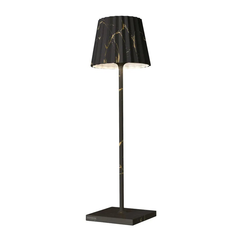 Sompex Troll 2.0 LED Table Lamp | IP54 (splash and dust proof) | 2 warm white light colours | Stepless touch dimmer | Wireless Indoor & Outdoor | Aluminium | Brightness memory | H 38 cm - Black Marble - Image 1