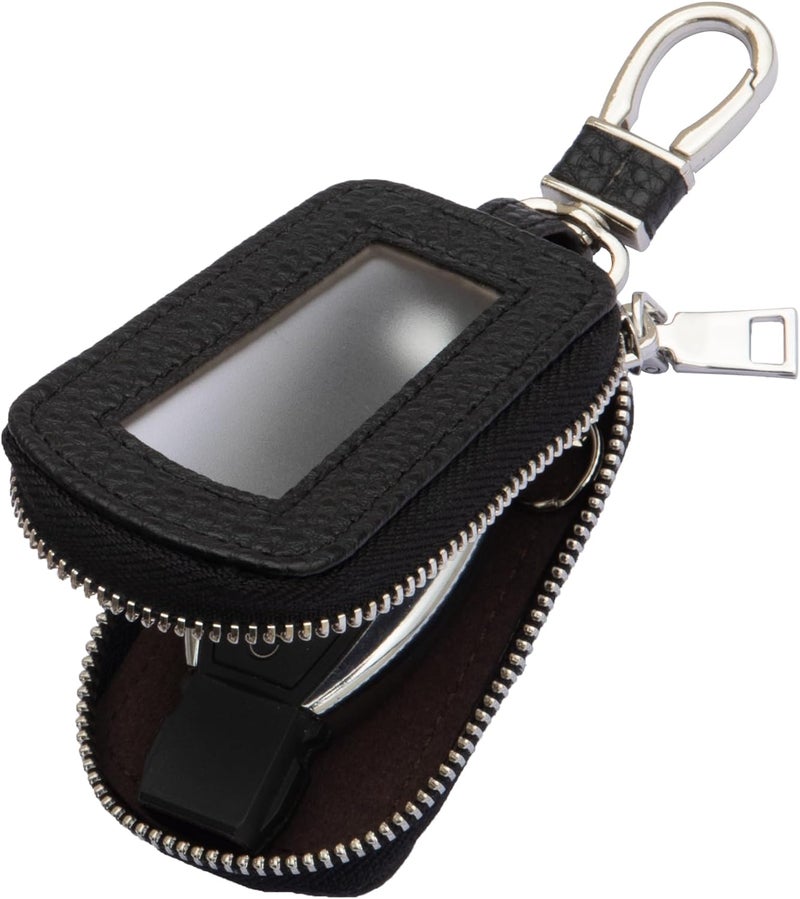Yuoyar Universal Car Key Fob Cover - Premium Leather Case - Key Fob Holder for Auto Remote (Black) - Image 1