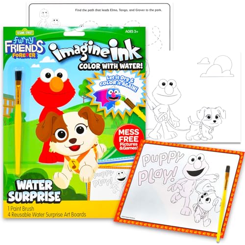 elmo Sesame Street Paint With Water Super Set for Girls Kids Bundle ~ Deluxe Mess-Free Book with Water Surprise Brush, Mini Coloring Book, and Stickers (Sesame Street Party Supplies) - Image 2